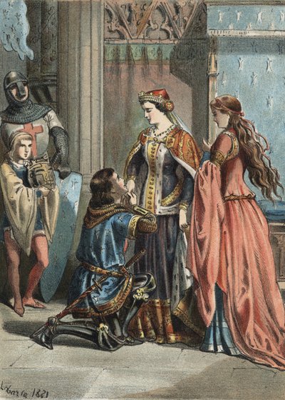 San Luis (1214-1270), rey de Francia, y su madre Blanca de Castilla (1188-1252). Grabado de 1881 en “El Culto de la Hermosura” por Juan Justo Huguet, Molinas Hermanos editores. de Unknown artist