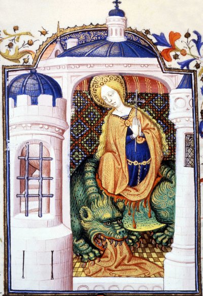 Santa Marta y el monstruo Tarasca. Manuscrito del siglo XV. de Unknown artist