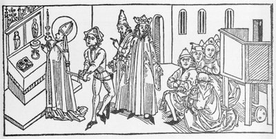 San Mateo. Grabado de "Leben der Heiligen - sommerteil" (El libro del santo) por Jacobus (James) de Voragine (1228-1298). Lubeck 1488 de Unknown artist