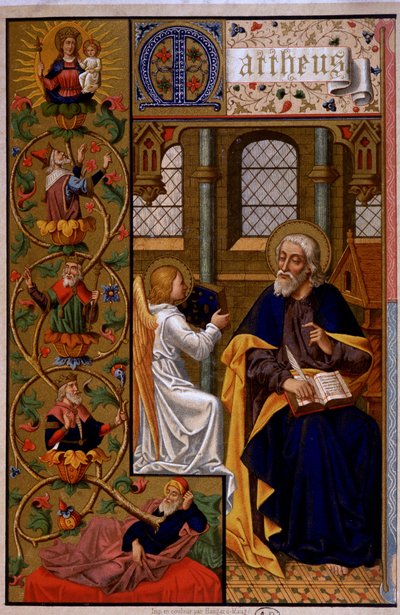 San Mateo escribiendo el Evangelio. s.f. siglo XIX de Unknown artist
