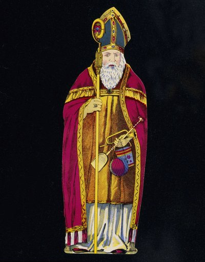 San Nicolás con juguetes en la mano. Cartón del siglo XIX de Unknown artist