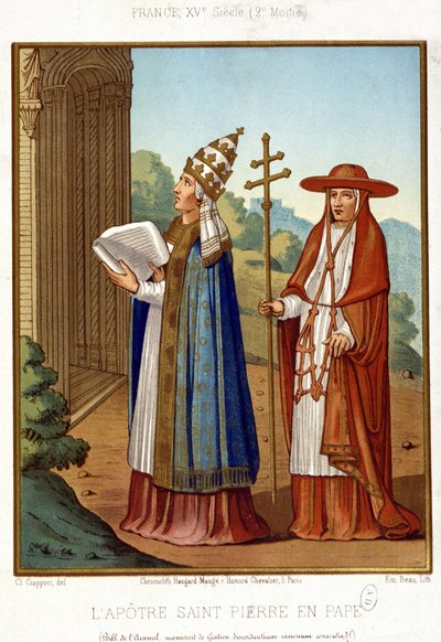 San Pedro en Papa acompañado por un cardenal, segunda mitad del siglo XV de Unknown artist