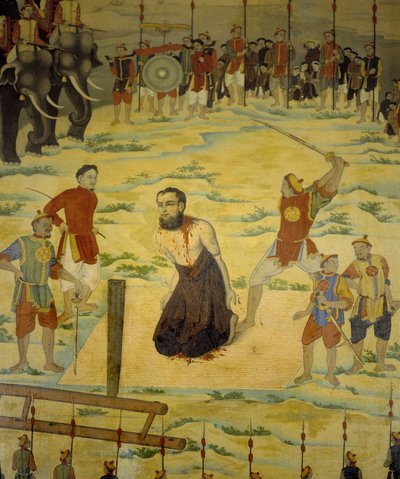 San Pedro Dumoulin Borie, mártir en Dong Hoi, Tonkín en 1838. Pintura anónima del siglo XIX de Unknown artist