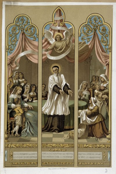 San Vicente de Paúl estableciendo la obra de los Niños Encontrados - según vidriera del siglo XVIII (?) de Unknown artist