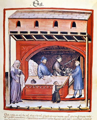 Venta de sal, extracto de Tacuinum Sanitatis de Unknown artist