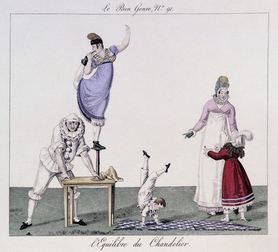 Saltimbanquis: Equilibrio del candelabro - en “The good genre”, principios del siglo XIX de Unknown artist