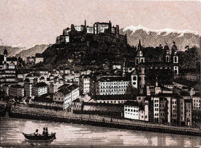 Región de Salzkammergut, Austria: salzburgo desde kapuzinergarten. en "El mundo ilustrado 168 vistas" Sin fecha (finales del siglo XIX) de Unknown artist
