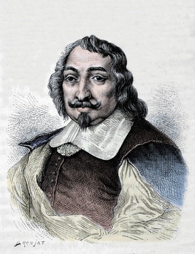 Samuel de Champlain, explorador y colonizador francés (1567-1635). Colonizador de Canadá. Grabado de 1830 después de un retrato serio de Moncornet de Unknown artist