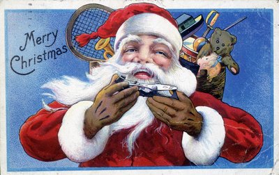 Santa Claus y su capucha de juguetes - Postal americana, finales del siglo XIX de Unknown artist