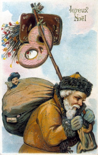 Papá Noel llevando regalos en su espalda de Unknown artist
