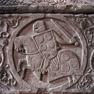Sarcófago del caballero de la familia del palacio (probablemente Hugo del palacio) (detalle) de Unknown artist