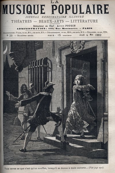 Escena de “El siciliano o el amor pintor”, comedia de Molière (1622-1673). Hali, el bufón de Araste, distrae la atención de Don Pedre, el celoso, para permitir que los amantes Araste e Isidore se encuentren. (Acto I, escena XII) de Unknown artist