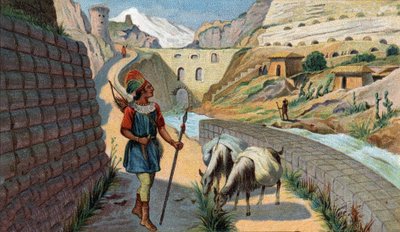 Escenas de reinos desaparecidos: Calzada de los Incas Cromolitografía del siglo XIX. de Unknown artist