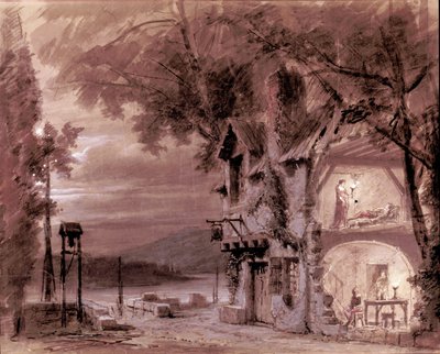 Escenografía de Philippe Chaperon para la ópera “Rigoletto” del compositor italiano Giuseppe Verdi (1813-1901) para la representación en la Ópera de París de Unknown artist