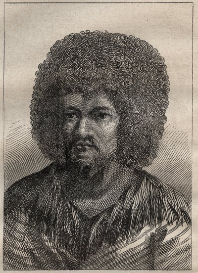 Segundo viaje (1772-1775) del Capitán James Cook (1728-1779): retrato de O-Too (O Too), Rey de Tahití - ilustración tomada de "Los Grandes Navegantes del siglo XVIII" de Unknown artist