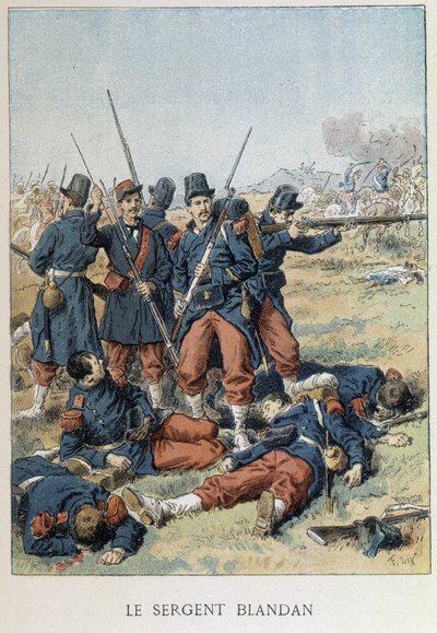 El sargento Blandan murió durante la conquista de Argelia en 1842 - en "Histoire de France" de Unknown artist