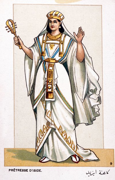 Serie de cromolitografías de trajes de ópera con motivo de la primera representación de Aida de Giuseppe Verdi: la sacerdotisa de Isis. 1872 de Unknown artist