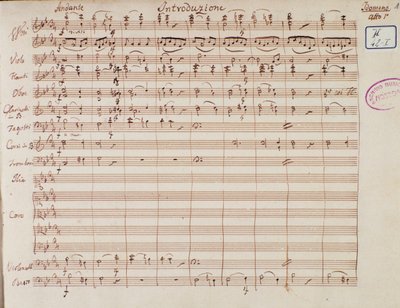 Página de partitura para Idomeneo, rey de Creta, ópera de Mozart, versión de Lichtenthal (1843) de Unknown artist
