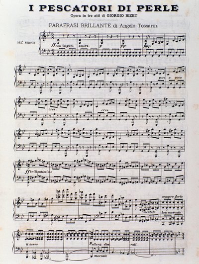 Página de la partitura de Los pescadores de perlas, ópera de Georges Bizet de Unknown artist