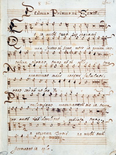 Página de partitura de Salmo para cuatro voces, que perteneció al Cardenal Francesco Gonzaga de Unknown artist