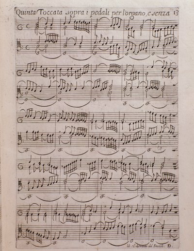 Página de partitura del Segundo libro de toccatas de Girolamo Frescobaldi de Unknown artist