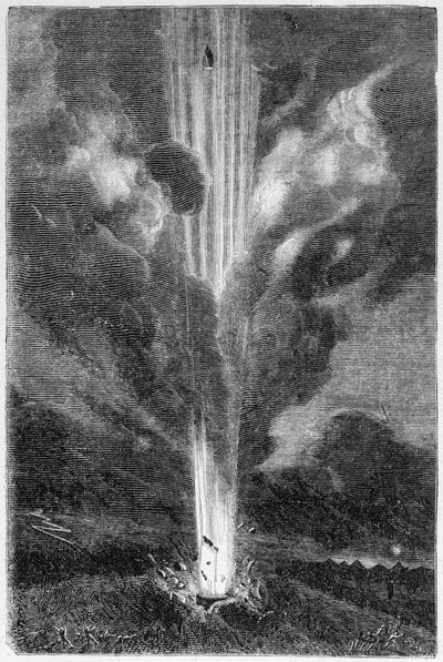 Proyectiles lanzados a la luna - en "Viaje de la Tierra a la Luna" por Jules Verne de Unknown artist