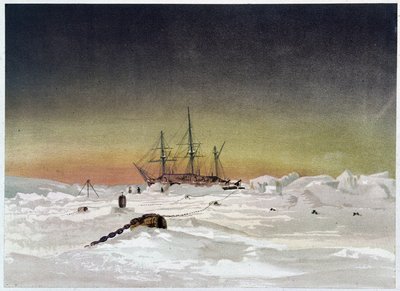 Barco en el hielo - en "Las costas del mar polar, una narración de expedición ártica", por el Dr. Edward Moos, Marcus Nard & Co, Londres de Unknown artist