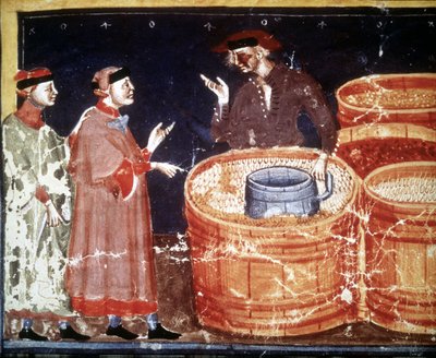 Tienda de artesano de un manuscrito miniado del siglo XIV. de Unknown artist