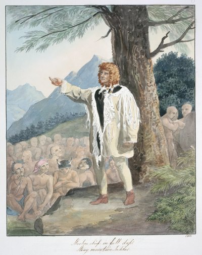 Jefe shoshone en traje de gala, indio de la Montaña Pedregosa, c.1843-50 (acuarela) de Unknown artist