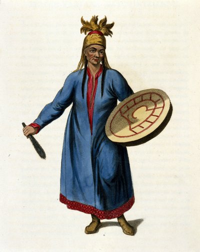 Chamán siberiano. Grabado del siglo XIX de Unknown artist