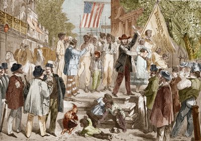 Venta de esclavos en Richmond, Estados Unidos en 1864. de Unknown artist