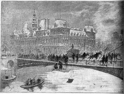 Derrumbe del puente de Arcole en París en 1888. de Unknown artist