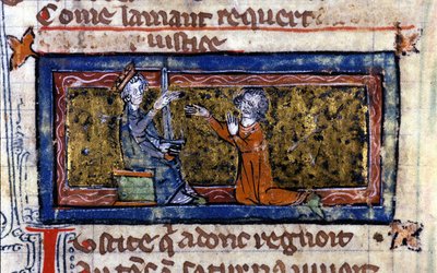 Ablandamiento de un caballero por el Señor. Manuscrito del siglo XIII de Unknown artist