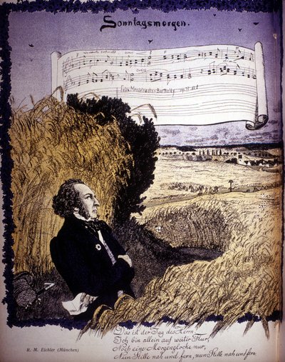 Sonntagsmorgen, en Op. 77 n°1, partitura de Félix Mendelssohn - Bartholdy (1809-1847) de Unknown artist