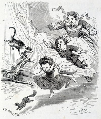 Sophie y la ardilla - en “Las desventuras de Sophie” por la Condesa de Ségur, Hachette de Unknown artist