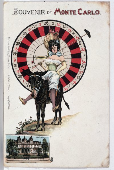 Tarjeta postal de recuerdo de Monte Carlo, finales del siglo XIX de Unknown artist