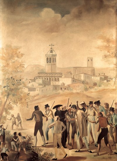 Guerra de Independencia Española (1808-1814): arresto de un ciudadano francés cerca de Manresa, pintura anónima de Unknown artist