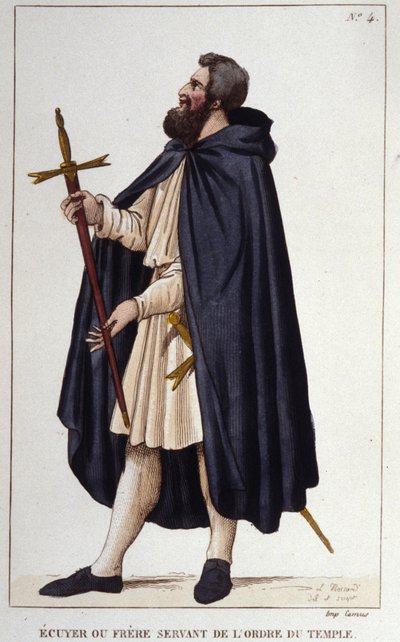 Escudero o hermano sirviendo a la orden del templo (grabado de 1830) de Unknown artist