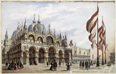 Basílica de San Marcos - en “Álbum de las principales vistas de Venecia”, ill. por Marco Moro, ed. Gio Brizeghel, c.1840 de Unknown artist