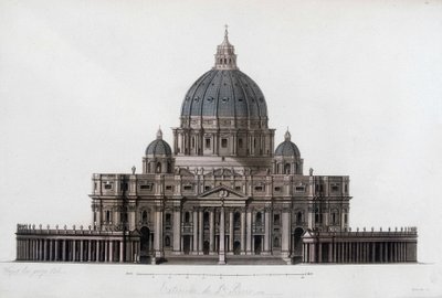 Basílica de San Pedro en Roma en el Vaticano (San Pietro in Vaticano). En “El traje antiguo y moderno” 1819-1820, por Jules Ferrario de Unknown artist