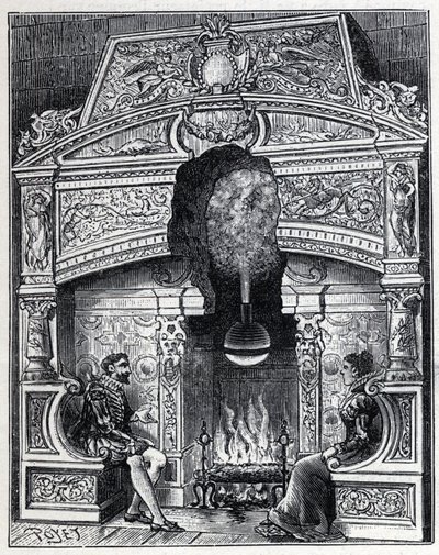 Calor de vapor y solar: Chimenea de Eolipila, sistema de máquina de vapor y reacción diseñado originalmente por Herón de Alejandría (80 a.C.). de Unknown artist