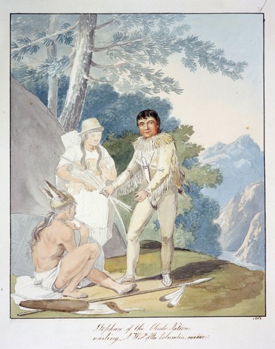 Esteban de la Nación Chiche, residente al n. oeste del río Columbia, c.1843-50 (acuarela) de Unknown artist