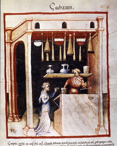 Preparación de azúcar. Iluminación del libro de medicina y dietética “Tacuinum sanitatis” de Unknown artist