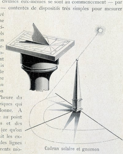 Reloj de sol y gnomon (siglo XVII) - grabado en "The universe and humanity" por Kraemer de Unknown artist