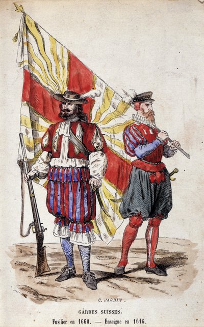 Guardias Suizos: Fusilero en 1660 y Alférez en 1616 de Unknown artist