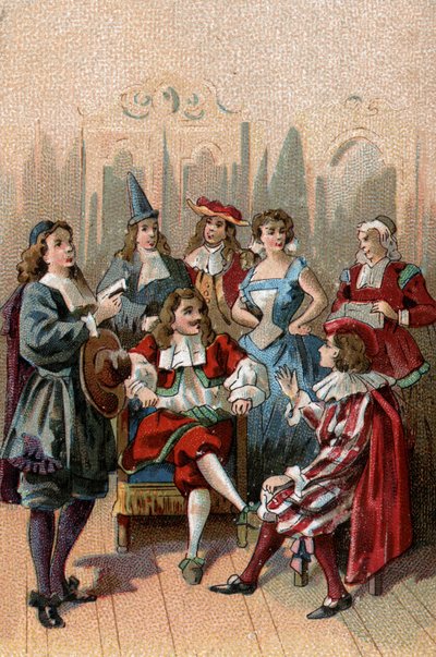 EL TEATRO EN LAS ÉPOCAS: Jean Baptiste Poquelin, dit Moliere (1622-1673) y su compañía. de Unknown Artist