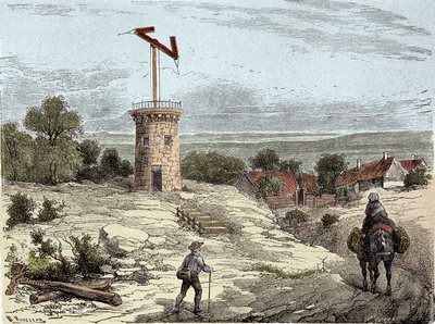 Telégrafo: Telégrafo de Claude Chappe (1765-1805) alrededor de 1794 (grabado) de Unknown artist