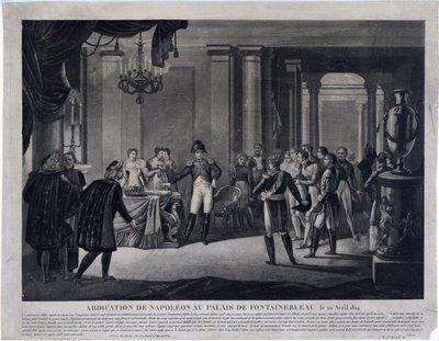 La abdicación de Napoleón en Fontainebleau el 11 de abril de 1814 (grabado) de Unknown artist