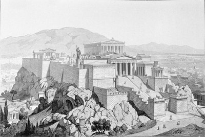 La Acrópolis de Atenas. Grabado de 1861. de Unknown artist