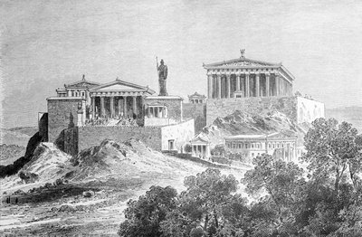 La Acrópolis de Atenas. Grabado de finales del siglo XIX. de Unknown artist